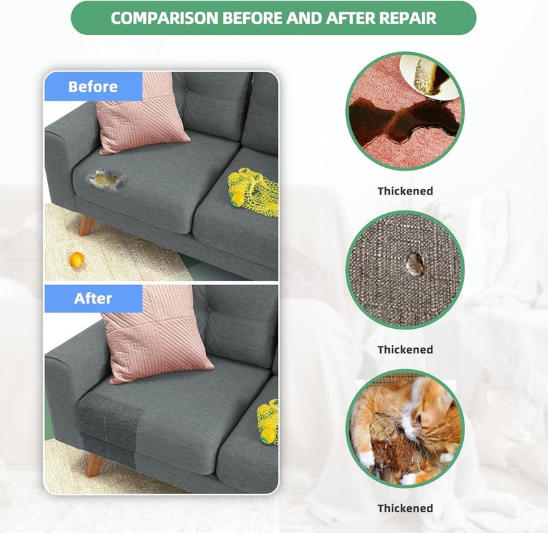 Azobur Coarse Linen Repair Patches, 6 Piece Self-Adhesive Linen Fabric Patches, Multi Color, Can be Used for Linen Sofa Repair and Linen Clothes Repair, Quick Fix Sofa.(Cream-Yellow) - Image 3